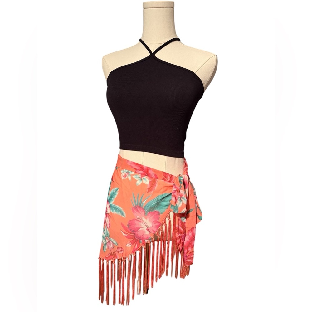 NWT TiniBikini Tropical Fringe Sarong Wrap Skirt NWT One Size Fits All